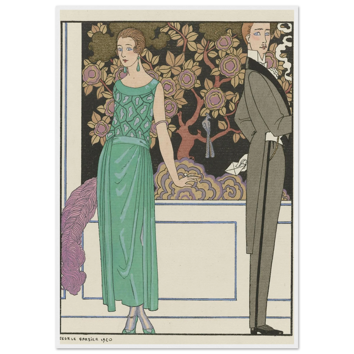La premiere imprudence ; Robe du soir, de Beer (1921) Art Print | George Barbier-Quipham Collections