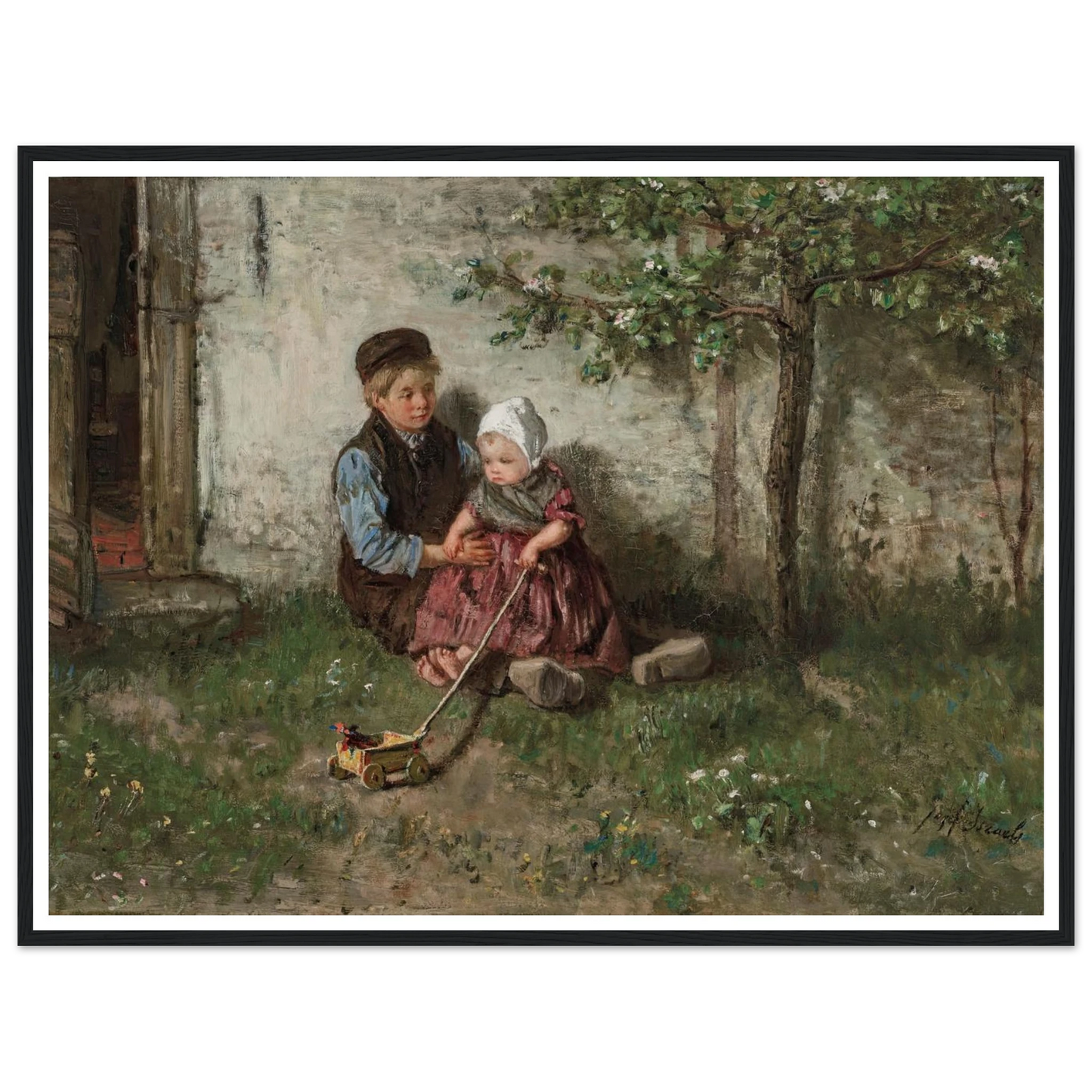 Children Playing with a Toy Wagon Art Print | Jozef Israels-Quipham Collections