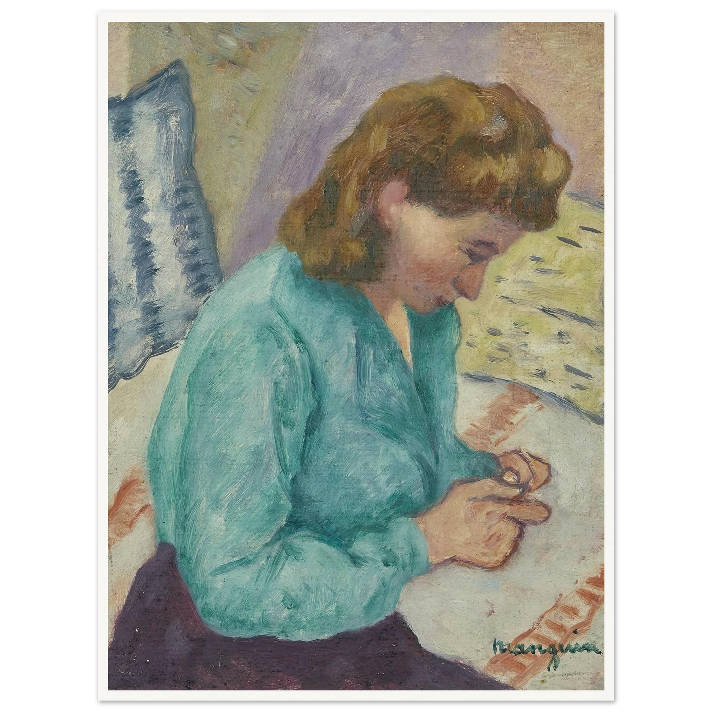 Geneviève Sauty de profil (1946) Art Print | Henri Manguin-Quipham Collections