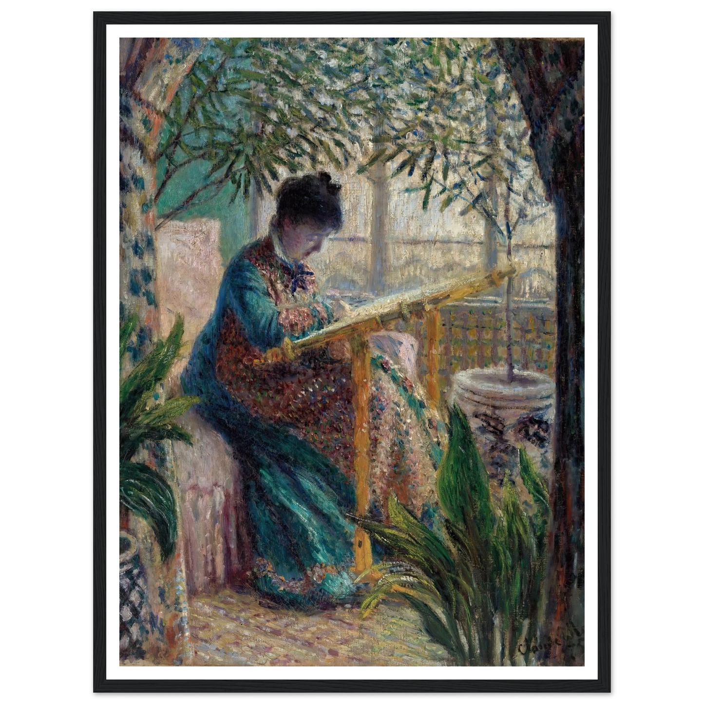 Madame Monet Embroidering (Camille au métier) (1875) Art Print | Claude Monet-Quipham Collections