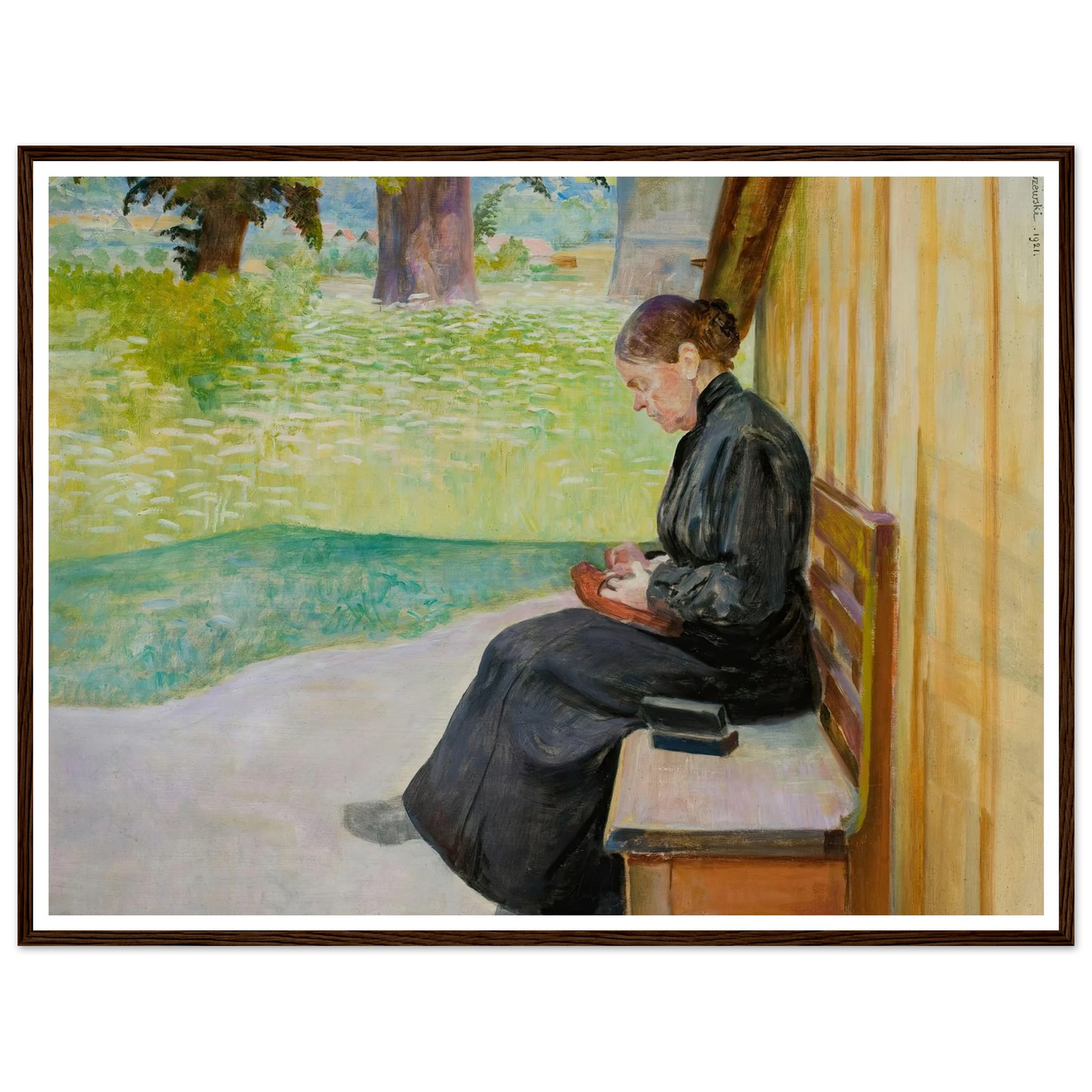 Bronisława, artist’s sister, in front of the house (1921) Art Print | Jacek Malczewski-Quipham Collections