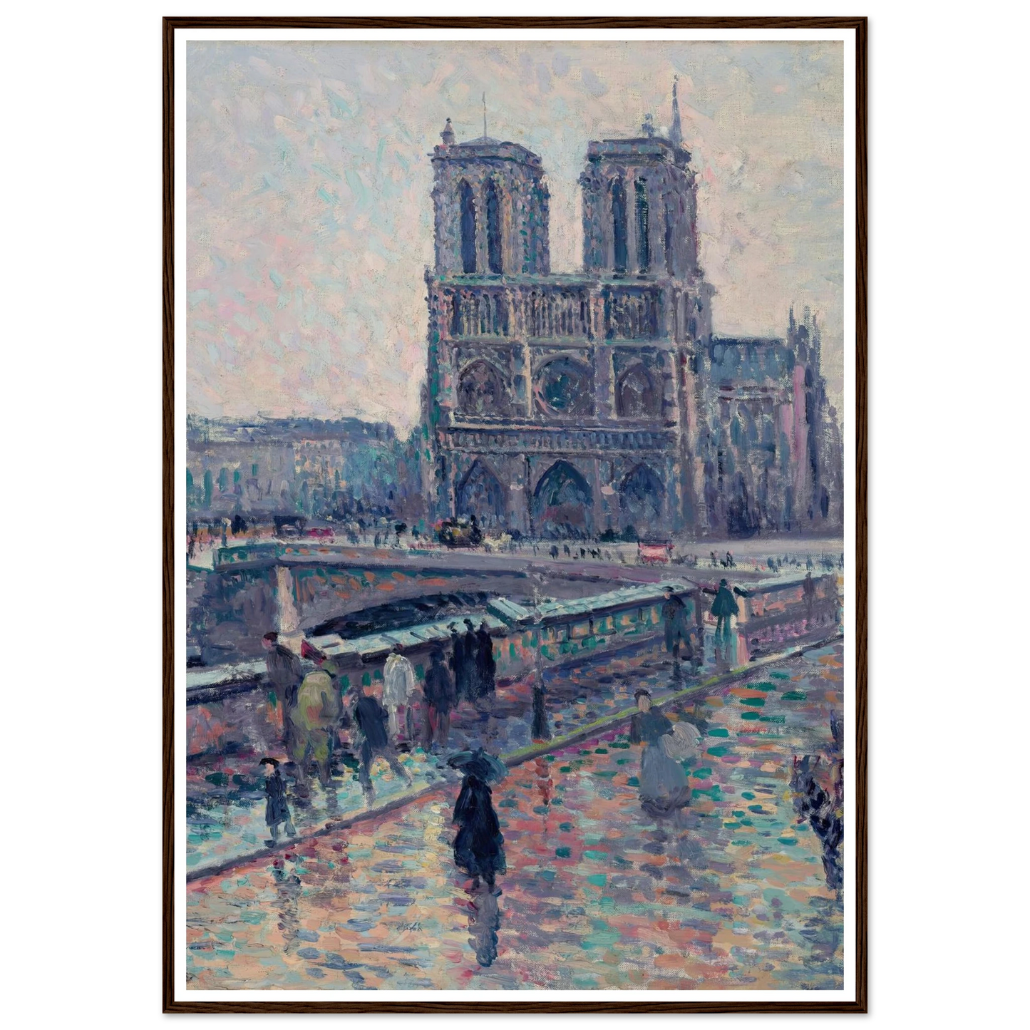Bords de la Seine avec Notre-Dame sous la pluie (1900) Art Print | Maximilien Luce-Quipham Collections