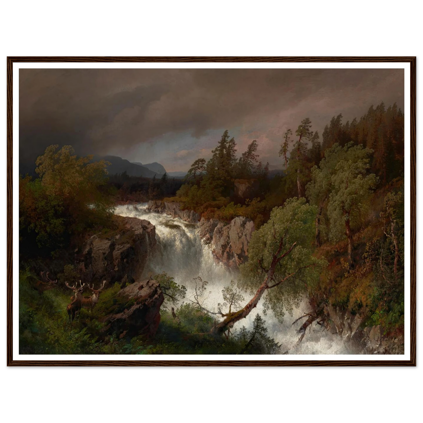 Waterfall in Telemarken Norway (1879) Art Print | Hermann Ottomar Herzog-Quipham Collections