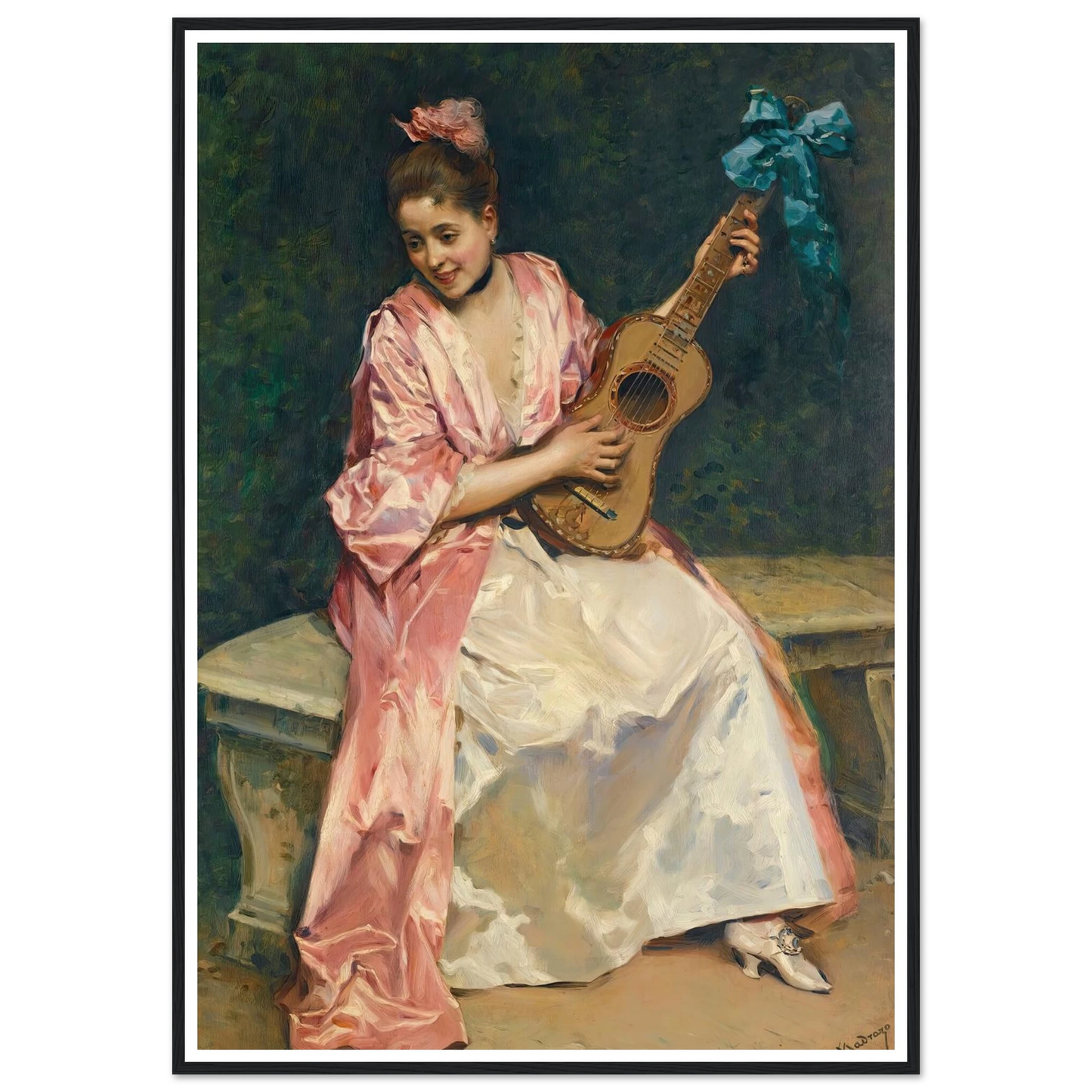 Aline with guitar Art Print | Raimundo de Madrazo y Garreta-Quipham Collections