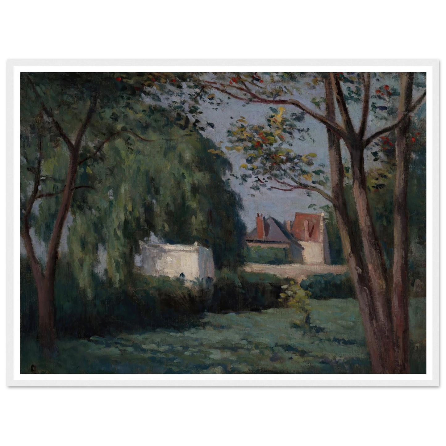 Country Scene with Three Houses and Trees (ca. 1900) Art Print | Maximilien Luce-Quipham Collections