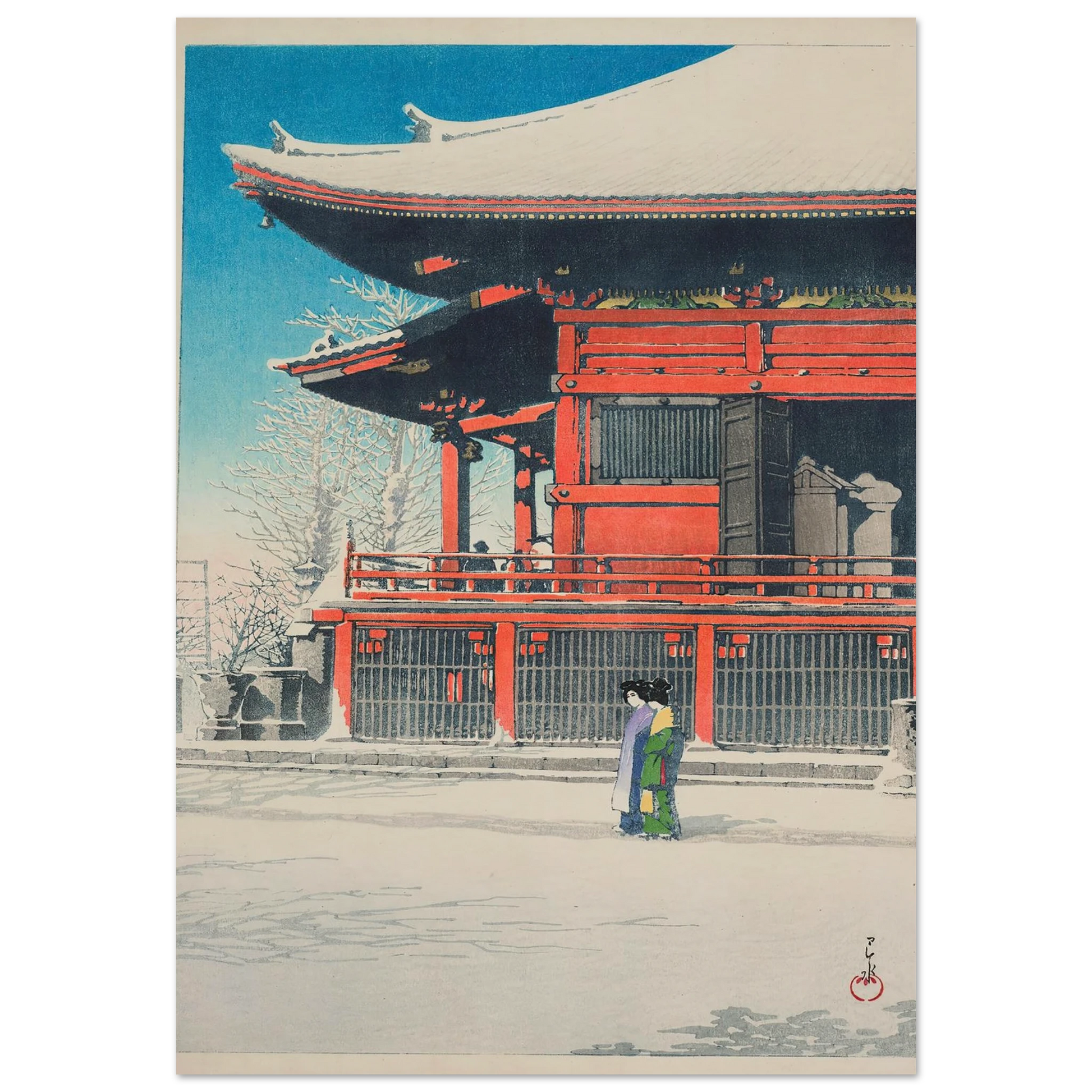 Asakusa kannon no yukibare (Clear weather after snow at Asakusa Kannon Temple) (1926) Art Print | Kawase Hasui-Quipham Collections