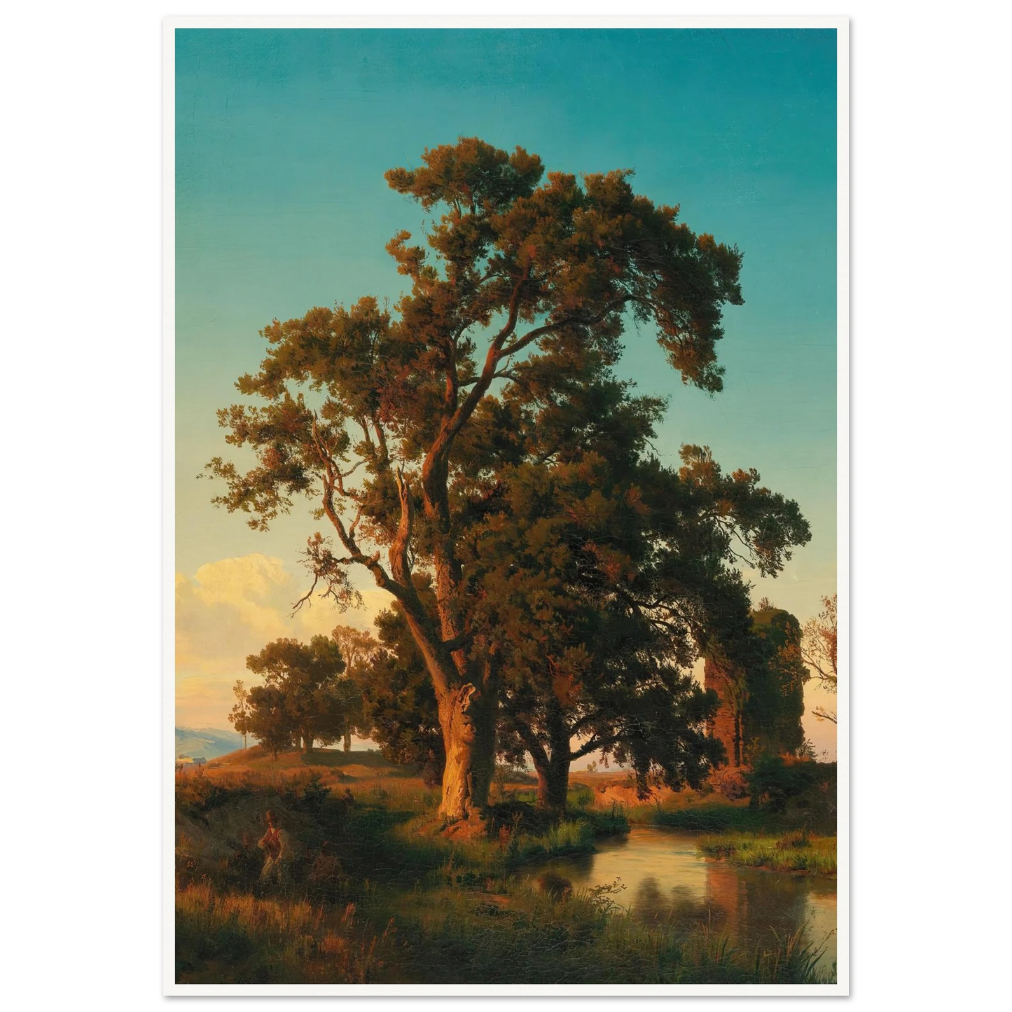 A majestic tree in the evening light Art Print | Oswald Achenbach-Quipham Collections