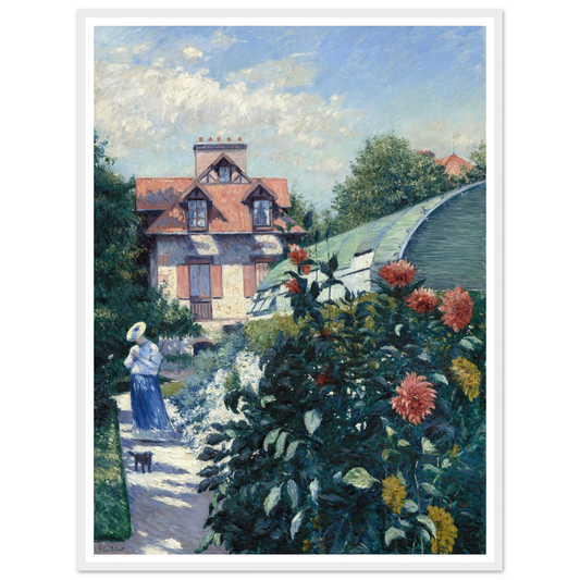 Dahlias,Garden at Petit Gennevilliers (1893) Art Print | Gustave Caillebotte - Framed Poster - 30x40 cm / 12x16″ - Black frame