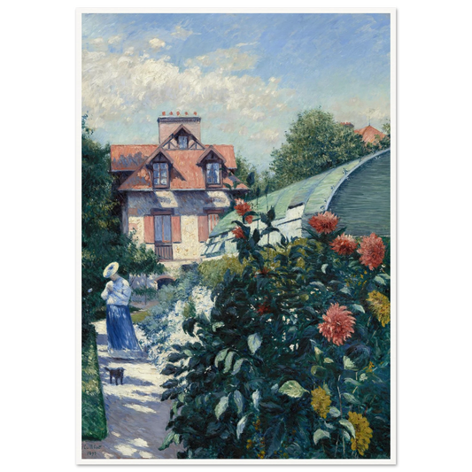 Dahlias,Garden at Petit Gennevilliers (1893) Art Print | Gustave Caillebotte - Framed Poster - 30x40 cm / 12x16″ - Black frame