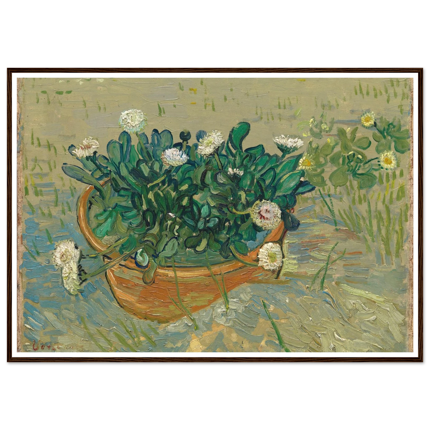 Daisies, Arles (1888) Art Print | Vincent van Gogh - Framed Poster - 30x40 cm / 12x16″ - Black frame