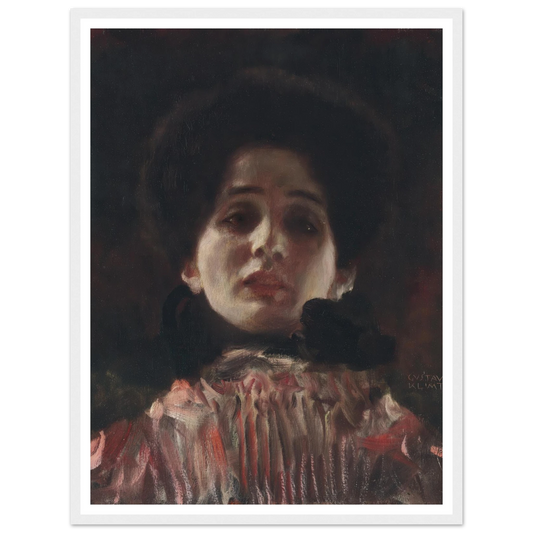 Dame en face mit plisiertem Kleid (circa 1898) Art Print | Gustav Klimt - Framed Poster - 30x40 cm / 12x16″ - Black frame