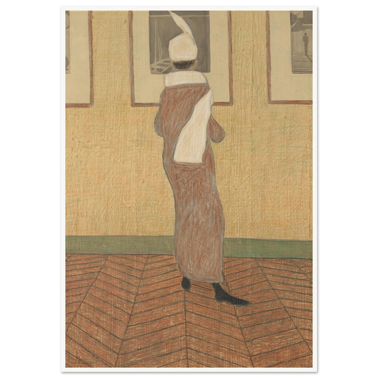 Dame in expositie (1912) Art Print | Leon Spilliaert - Framed Poster - 30x40 cm / 12x16″ - Black frame