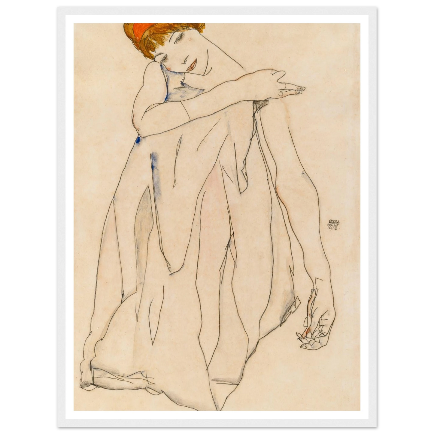 Dancer (Die Tänzerin) (1913) Art Print | Egon Schiele - Framed Poster - 30x40 cm / 12x16″ - Black frame