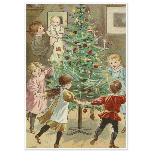 Dancing Around The Christmas Tree - Framed Poster - 30x40 cm / 12x16″ - Black frame