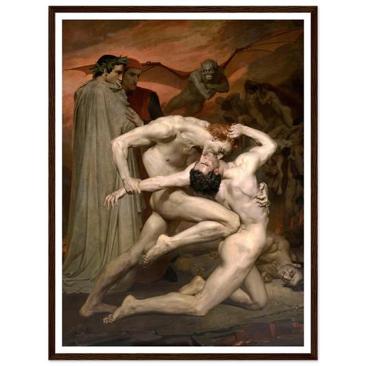 Dante and Virgil in Hell (1850) Art Print | William Bouguereau - Framed Poster - 30x40 cm / 12x16″ - Black frame