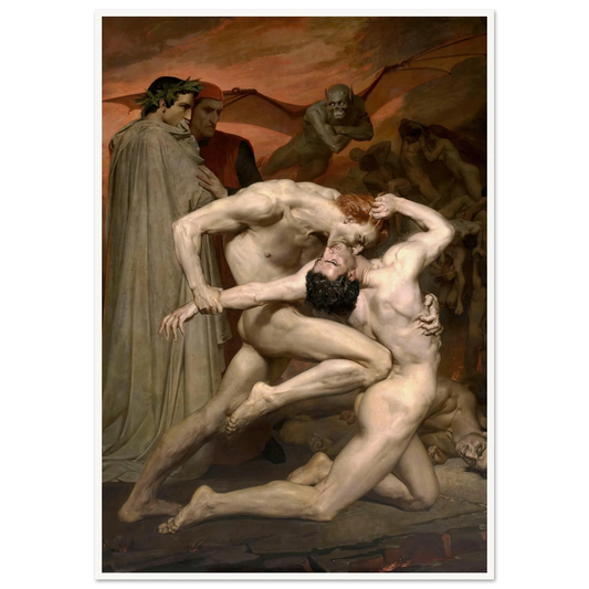 Dante and Virgil in Hell (1850) Art Print | William Bouguereau - Framed Poster - 30x40 cm / 12x16″ - Black frame