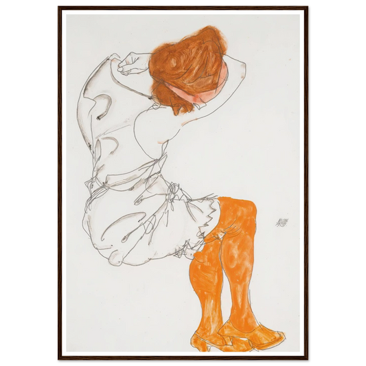 Das Schlafende Mädchen (The Sleeping Girl) (1913) Art Print | Egon Schiele - Framed Poster - 30x40 cm / 12x16″ - Black frame