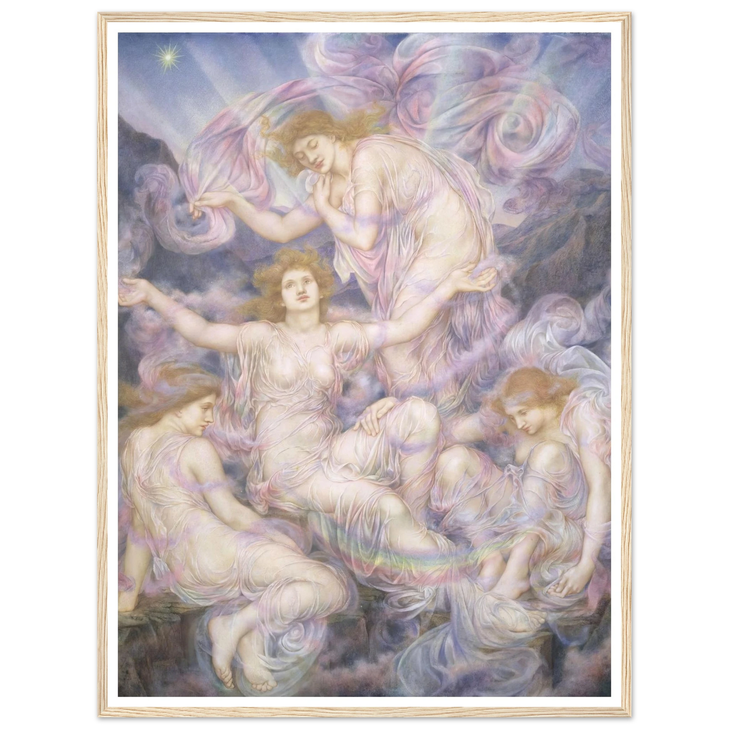 Daughters of the Mist (ca 1905-1910) Art Print | Evelyn de Morgan - Framed Poster - 30x40 cm / 12x16″ - Black frame