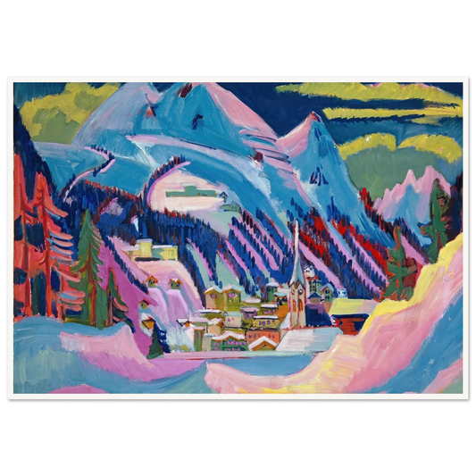 Davos in Winter. Davos in Snow - Framed Poster - 30x40 cm / 12x16″ - Black frame