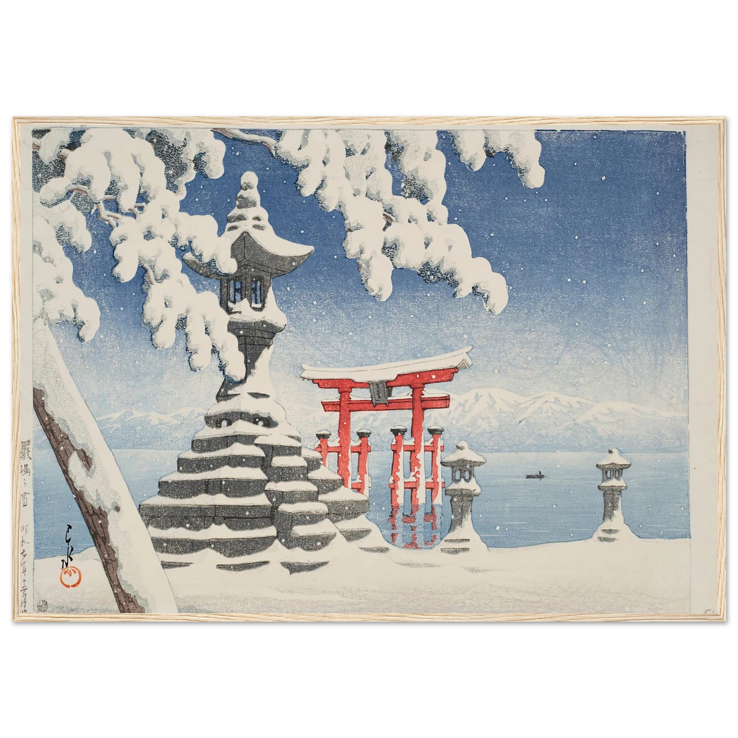 Itsukushima no yuki (Snow at Itsukushima) (1932) Art Print | Kawase Hasui-Quipham Collections