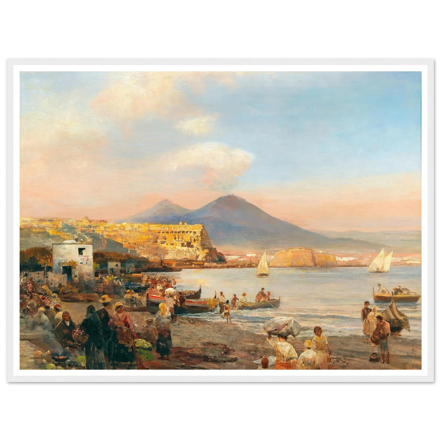 Sunset In The Bay Of Naples Art Print | Oswald Achenbach-Quipham Collections