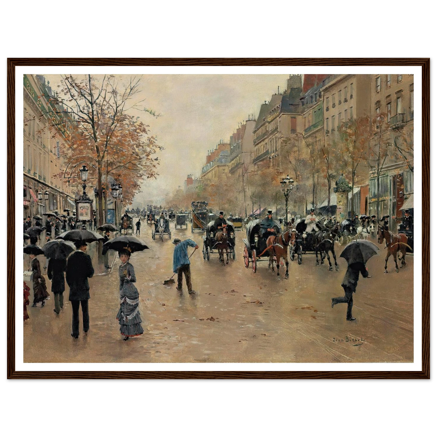 Boulevard Poissonnière en automne Art Print | Jean Beraud-Quipham Collections
