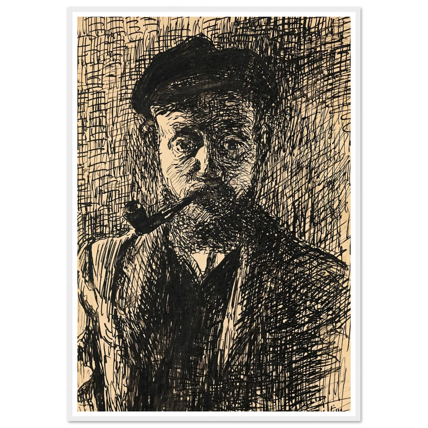 Autoportrait à la pipe (1900) Art Print | Henri Matisse-Quipham Collections
