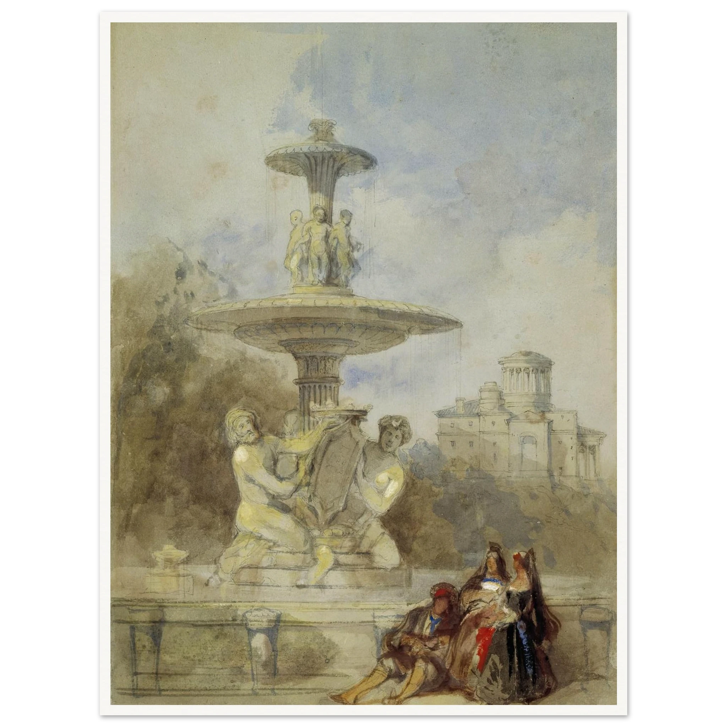 The Fountain on the Prado, Madrid (circa 1837) Art Print | David Roberts-Quipham Collections