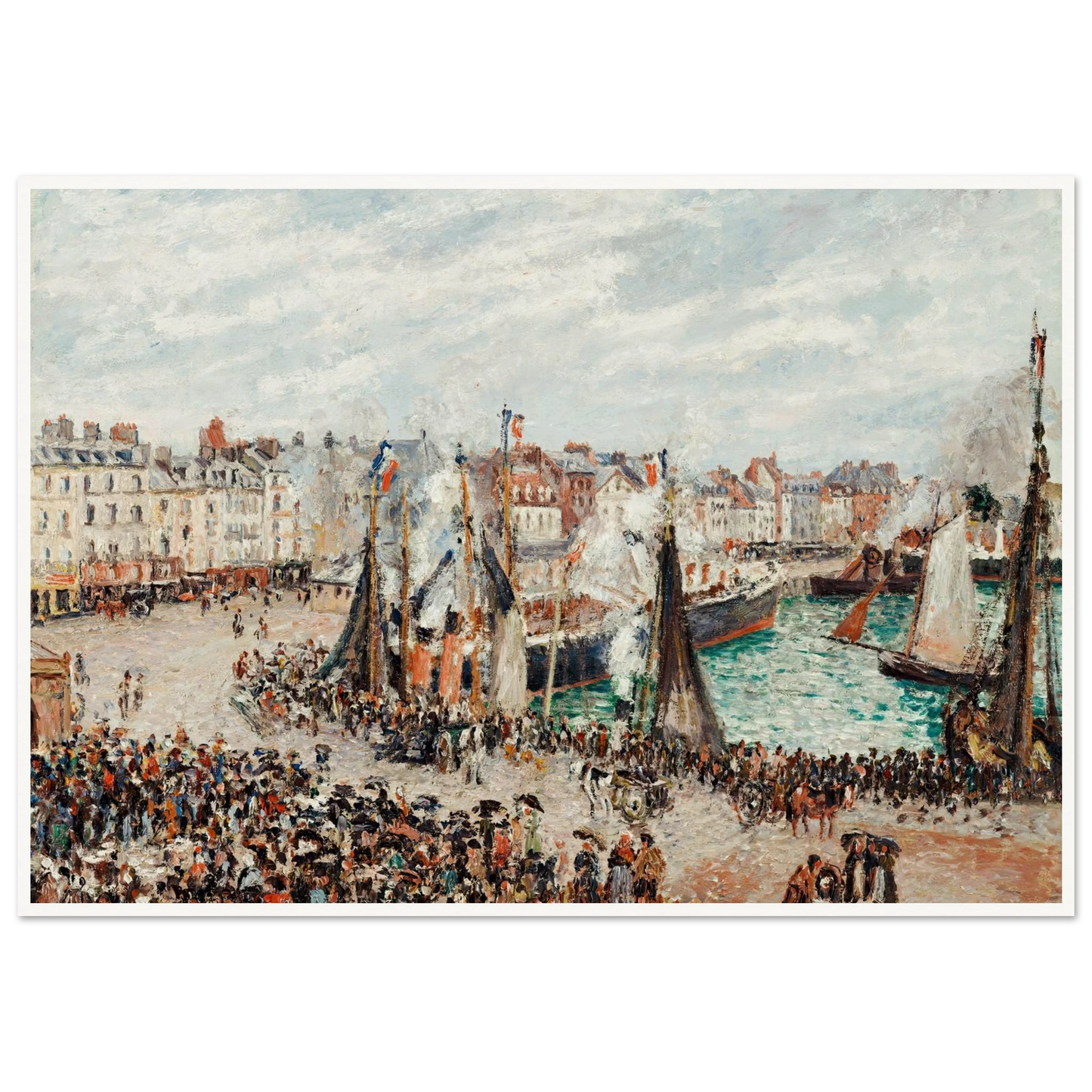 The Fish Market, Dieppe; Grey Weather, Morning (1902) Art Print | Camille Pissarro-Quipham Collections