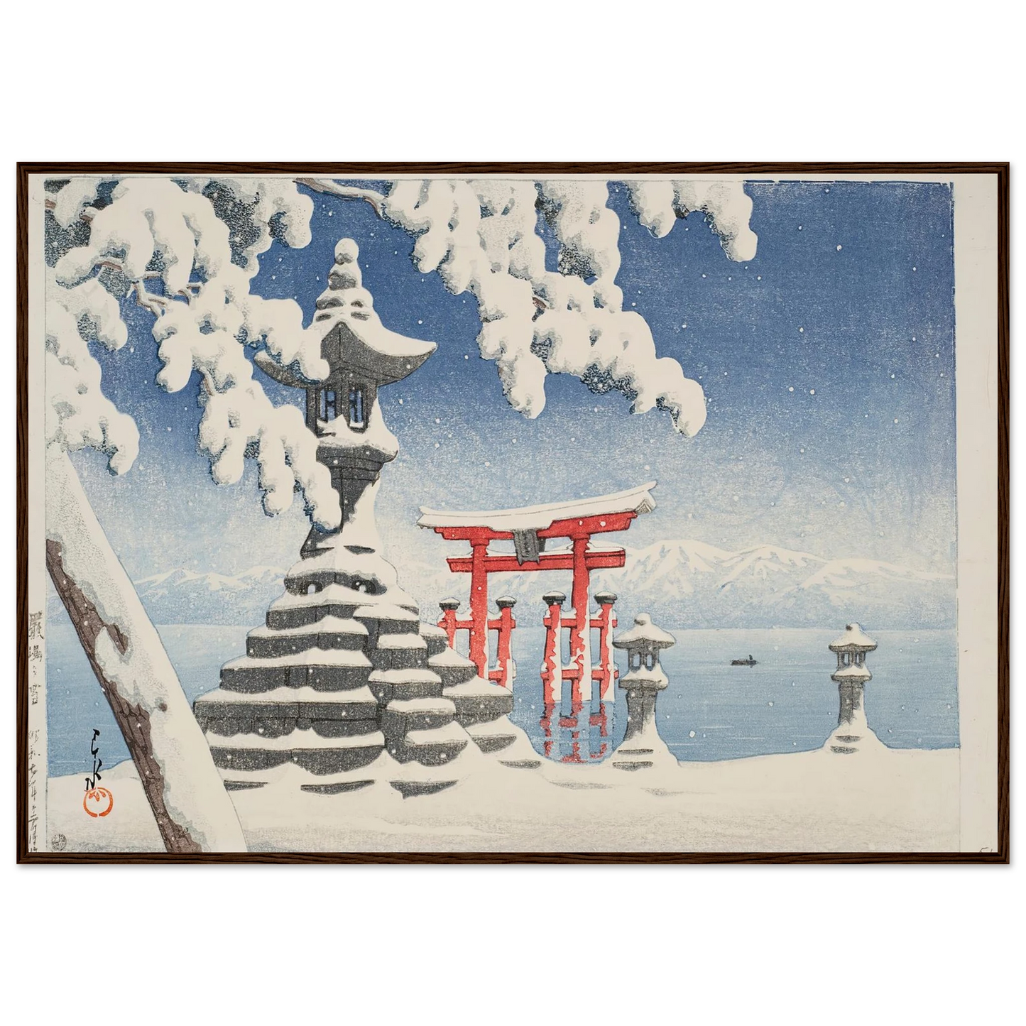 Itsukushima no yuki (Snow at Itsukushima) (1932) Art Print | Kawase Hasui-Quipham Collections