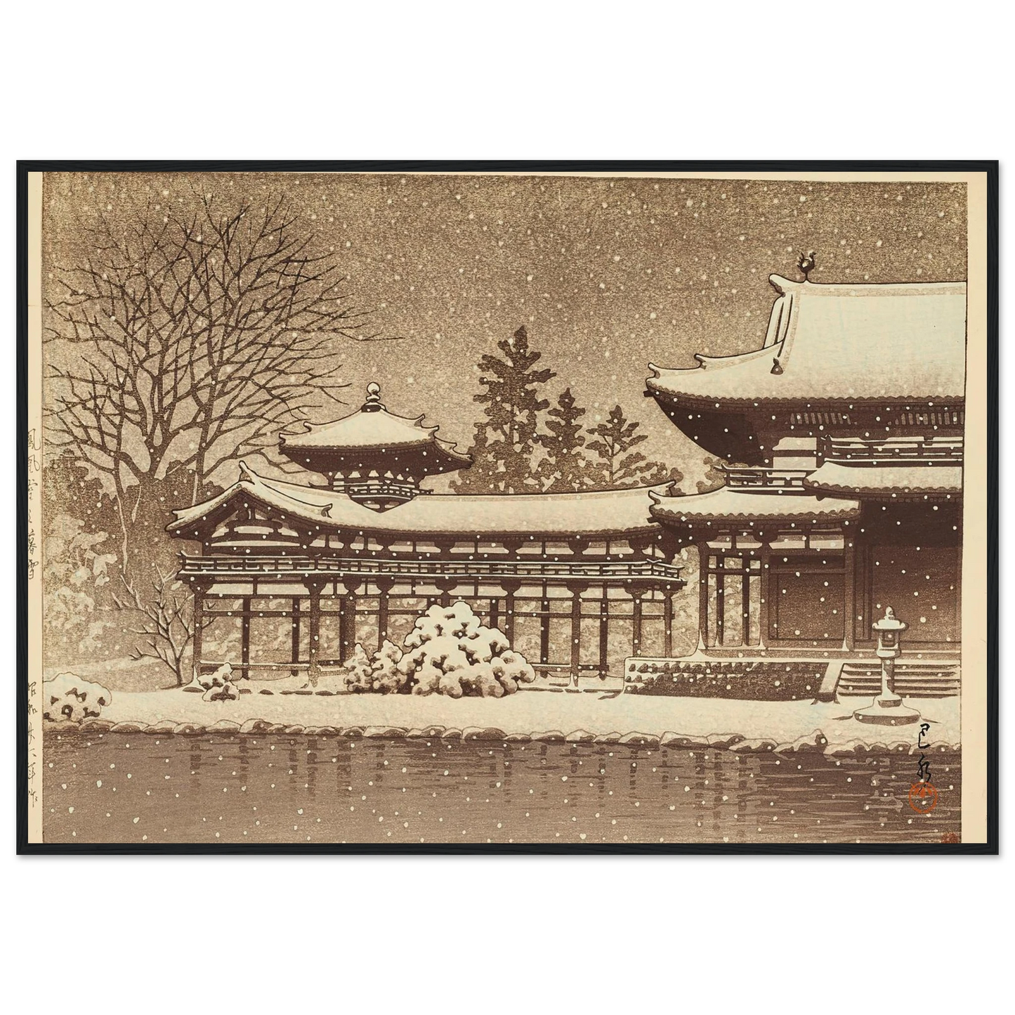 Hoodo no bosetsu (Evening snow at Phoenix Hall) (1951) Art Print | Kawase Hasui-Quipham Collections