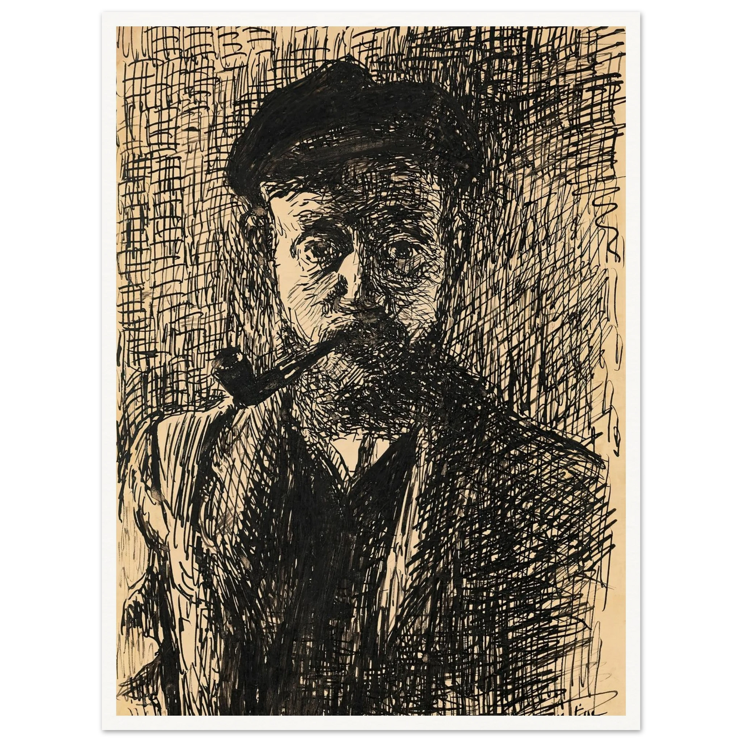 Autoportrait à la pipe (1900) Art Print | Henri Matisse-Quipham Collections