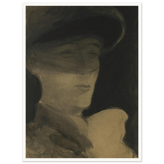 De dame met sluier (1903) Art Print | Leon Spilliaert - Framed Poster - 30x40 cm / 12x16″ - Black frame