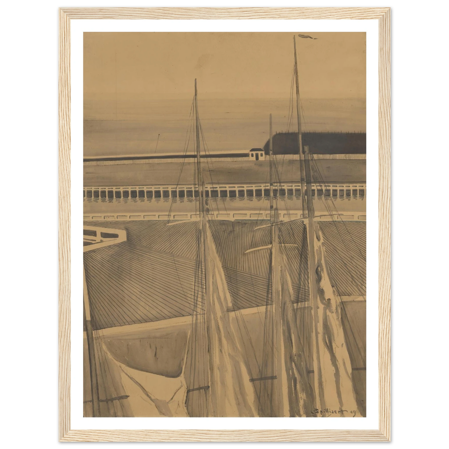 De haven te Oostende (1909) Art Print | Leon Spilliaert - Framed Poster - 30x40 cm / 12x16″ - Black frame