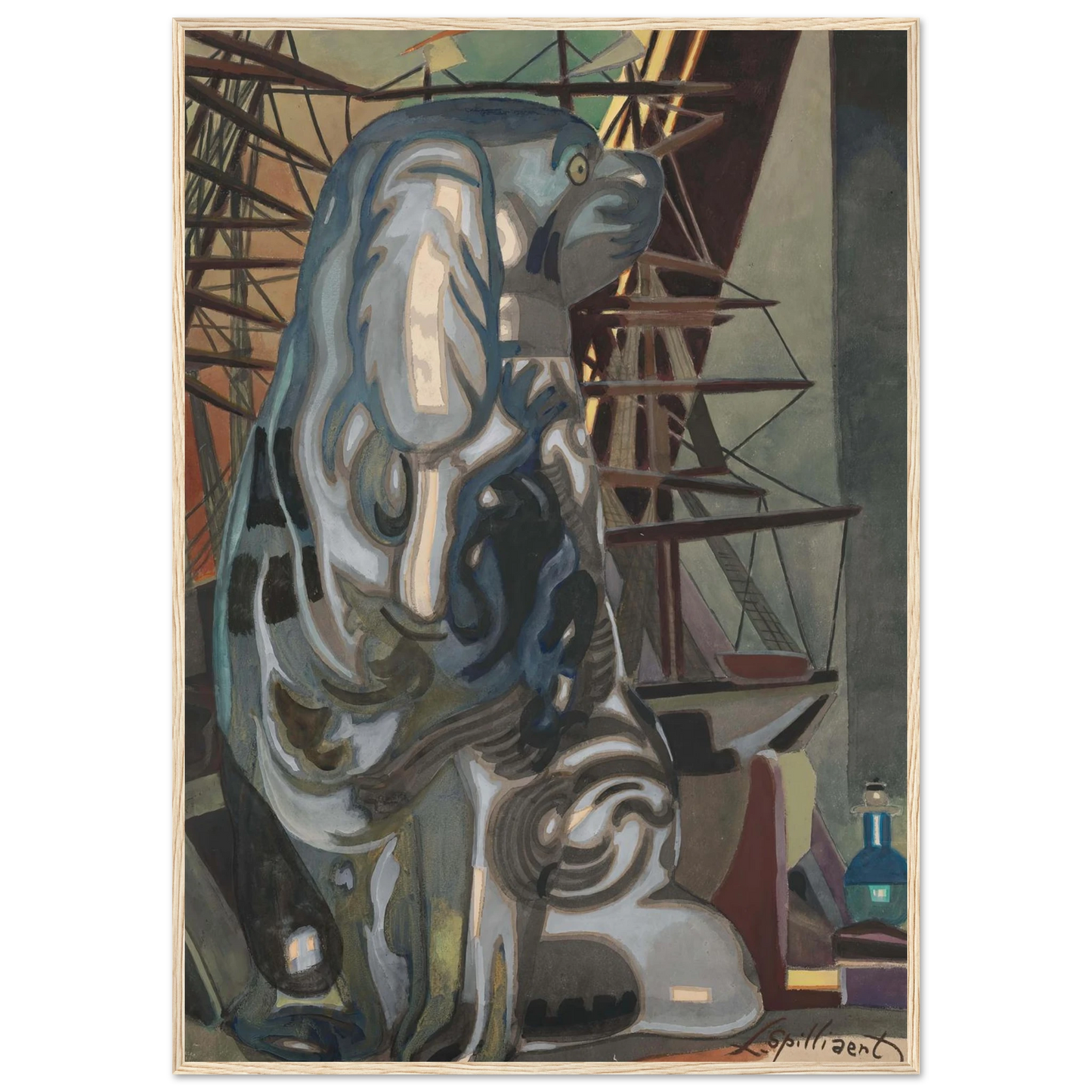 De porseleinen hond (1922) Art Print | Leon Spilliaert - Framed Poster - 30x40 cm / 12x16″ - Black frame