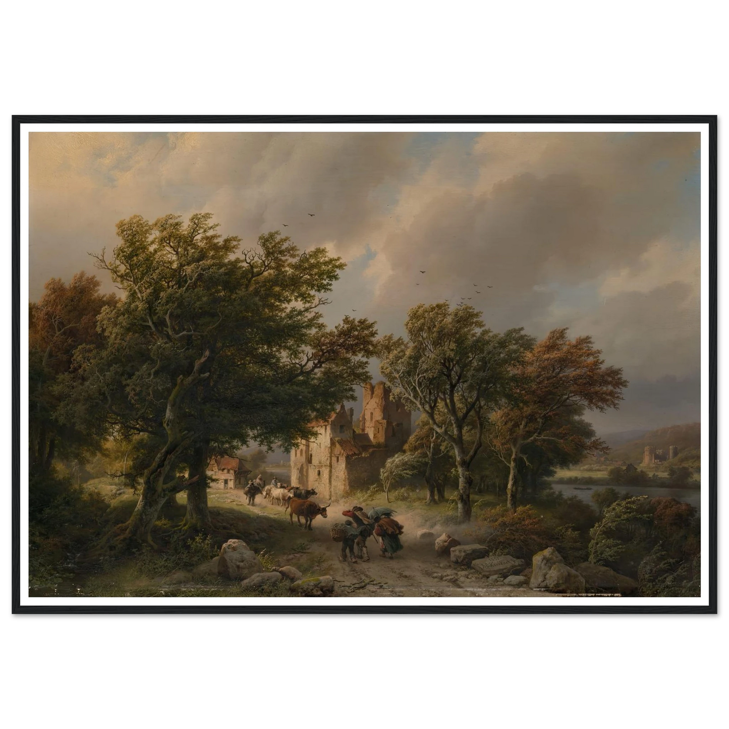 De rukwind (1845) Art Print | Barend Cornelis Koekkoek - Framed Poster - 30x40 cm / 12x16″ - Black frame