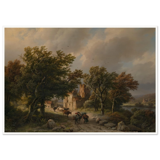 De rukwind (1845) Art Print | Barend Cornelis Koekkoek - Framed Poster - 30x40 cm / 12x16″ - Black frame