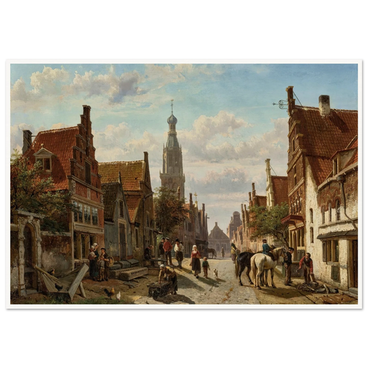 De Vijzelstraat te Enkhuizen (1866) Art Print | Cornelis Springer - Framed Poster - 30x40 cm / 12x16″ - Black frame