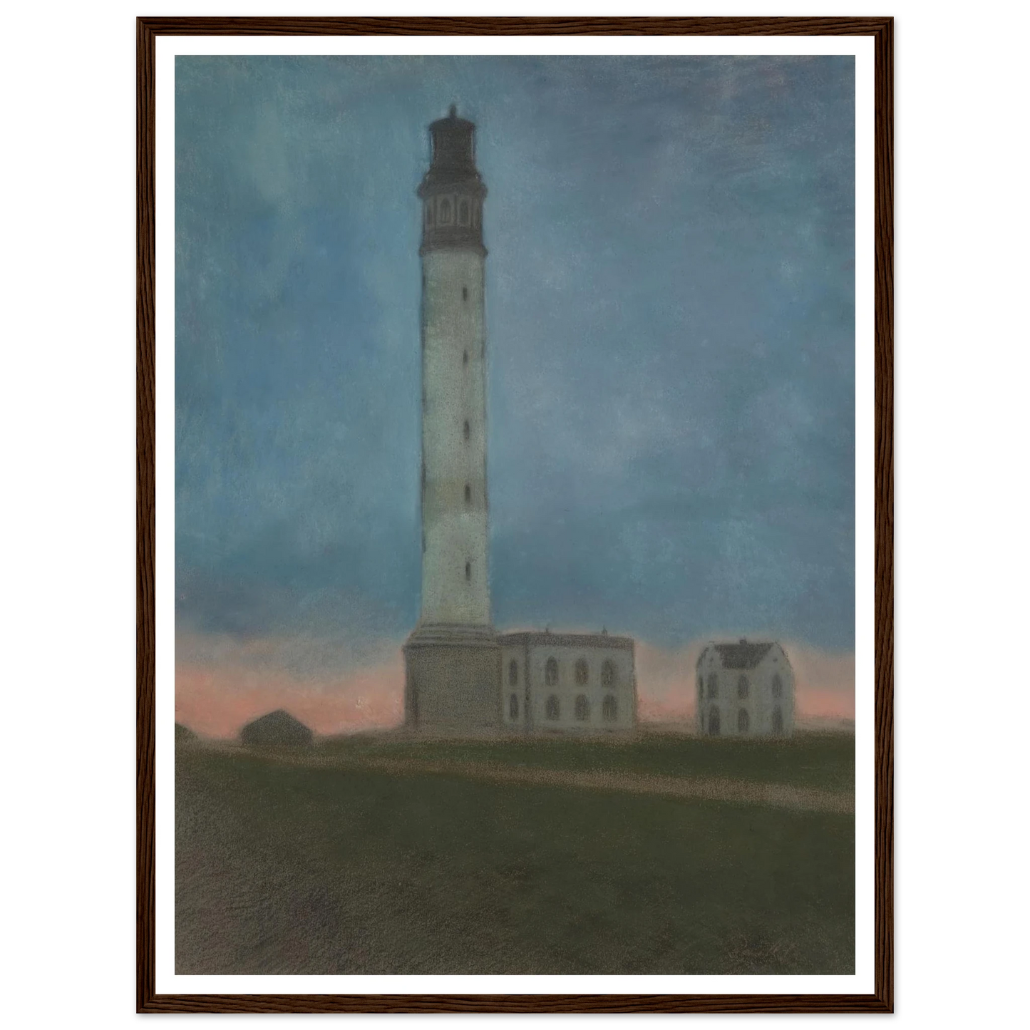 De vuurtoren van Oostende bij zonsopgang (1909) Art Print | Leon Spilliaert - Framed Poster - 30x40 cm / 12x16″ - Black frame
