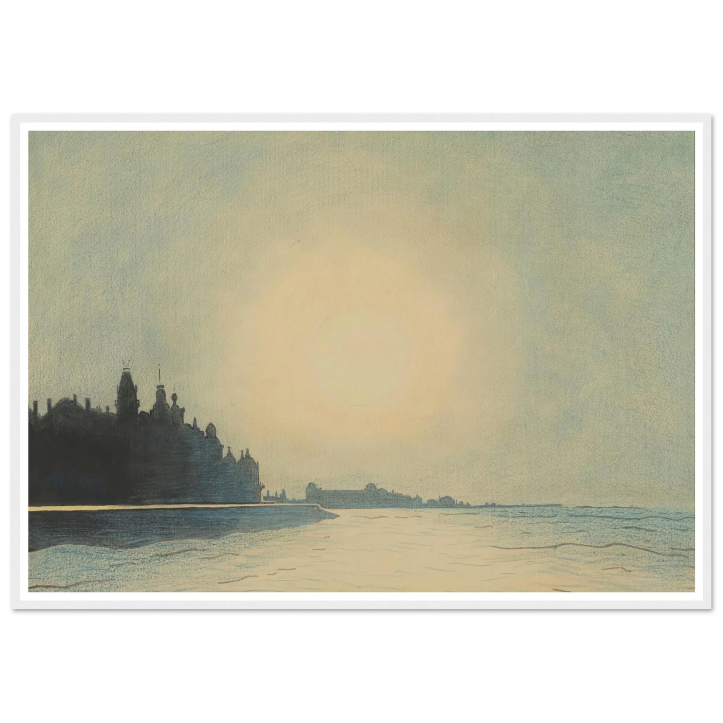 De zeedijk te Oostende van op het staketsel gezien (1910) Art Print | Leon Spilliaert - Framed Poster - 30x40 cm / 12x16″ - Black frame