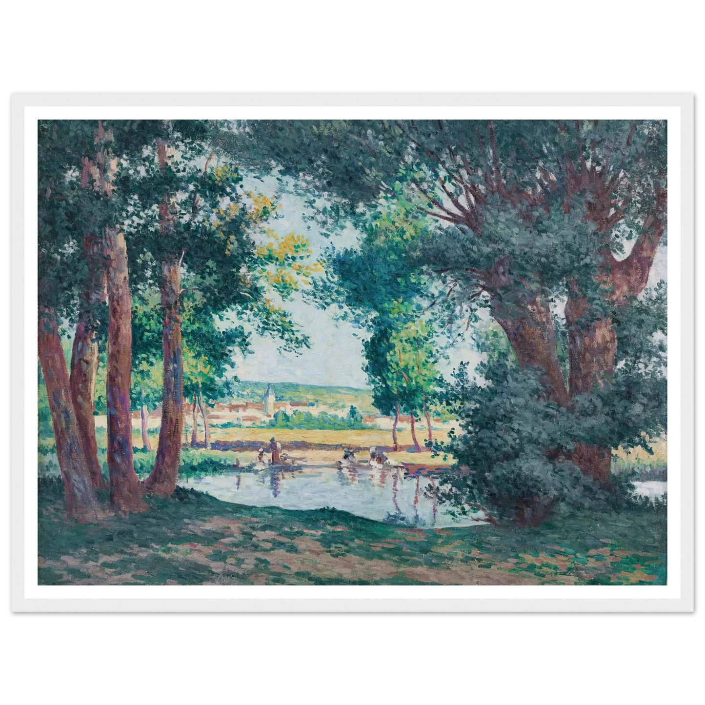 Bessy-sur-Cure, les lavandieres au bord de l’eau (1906) Art Print | Maximilien Luce-Quipham Collections