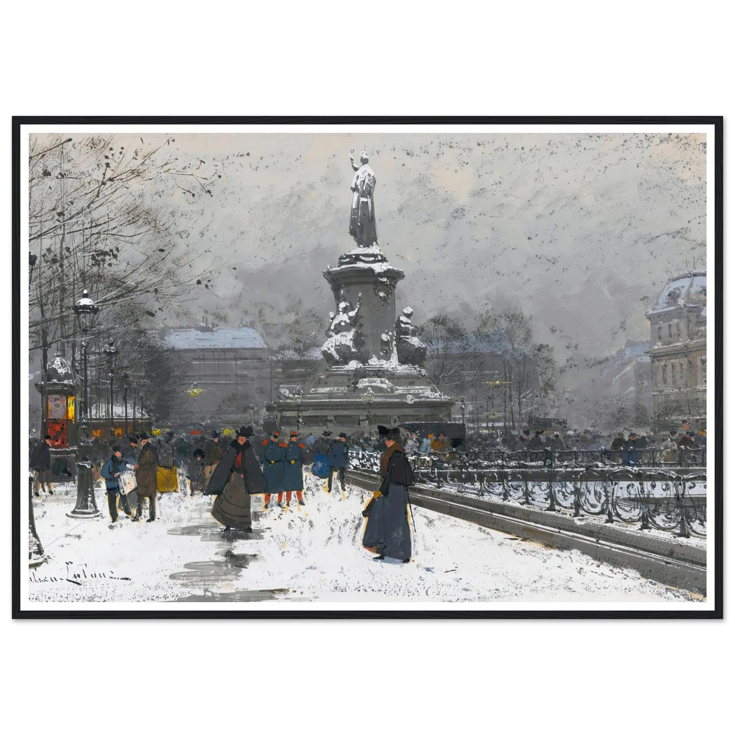 La Place De La République (Neige) Art Print | Eugene Galien Laloue-Quipham Collections