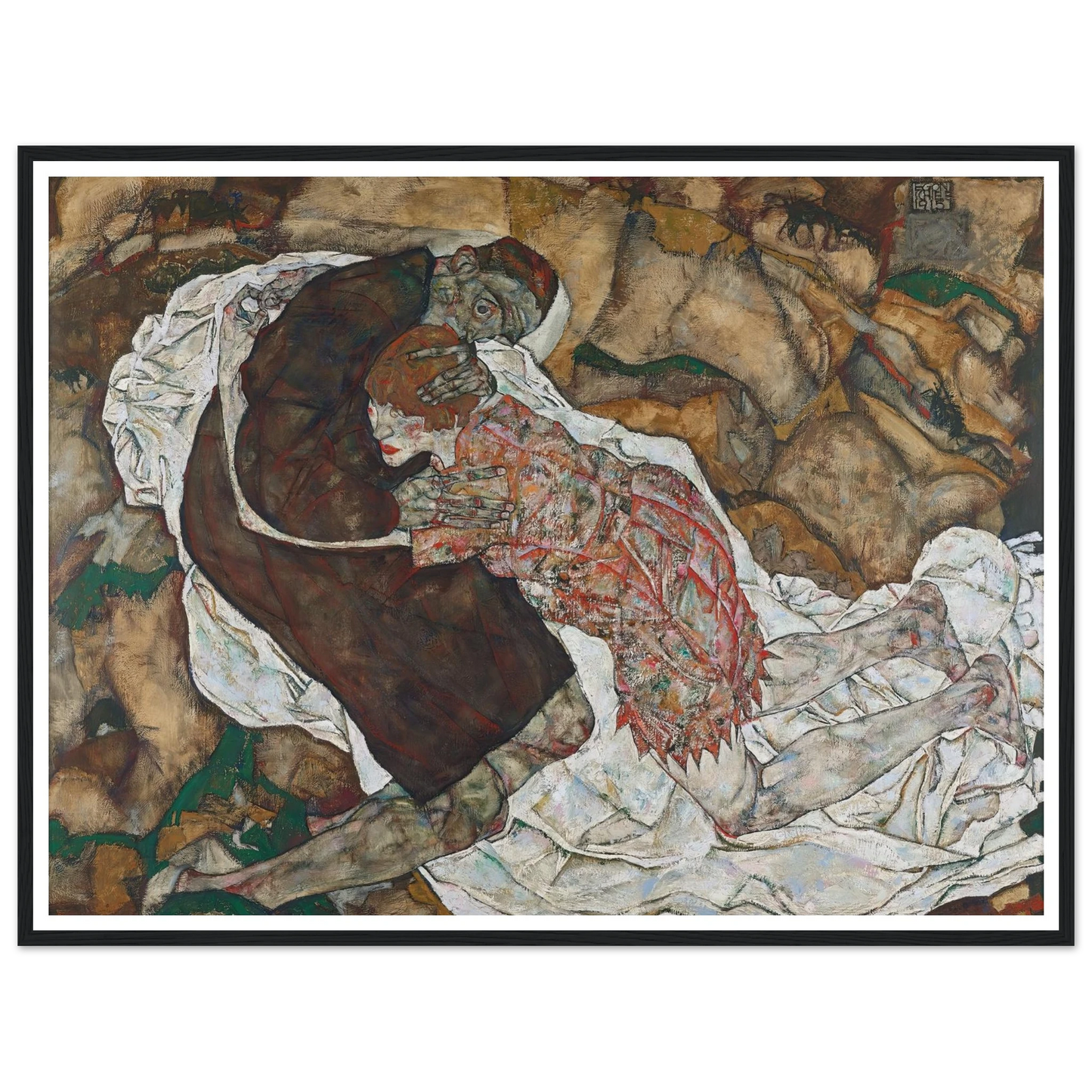 Death and girl (1915) Art Print | Egon Schiele - Framed Poster - 30x40 cm / 12x16″ - Black frame