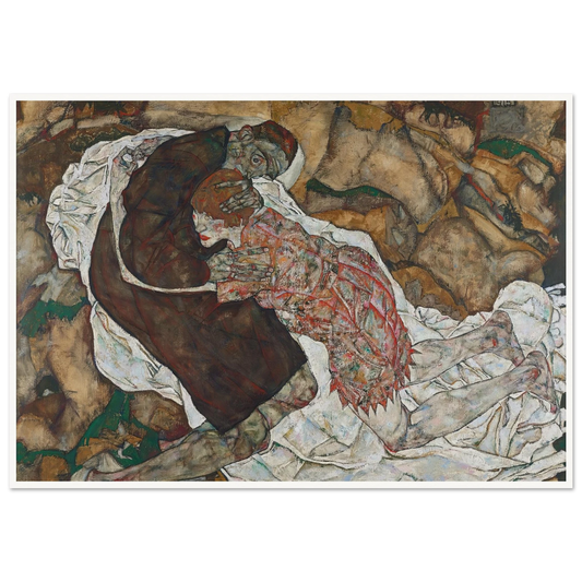Death and girl (1915) Art Print | Egon Schiele - Framed Poster - 30x40 cm / 12x16″ - Black frame
