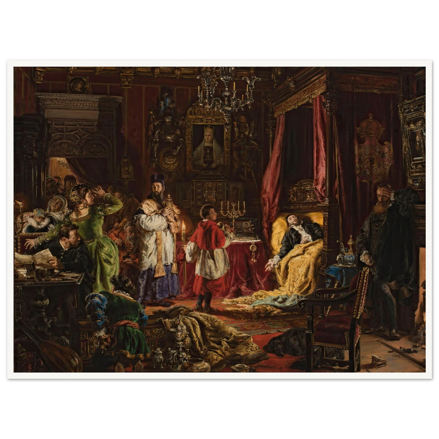 Death of Sigismund Augustus in Knyszyn in 1572 (1886) Art Print | Jan Matejko - Framed Poster - 30x40 cm / 12x16″ - Black frame