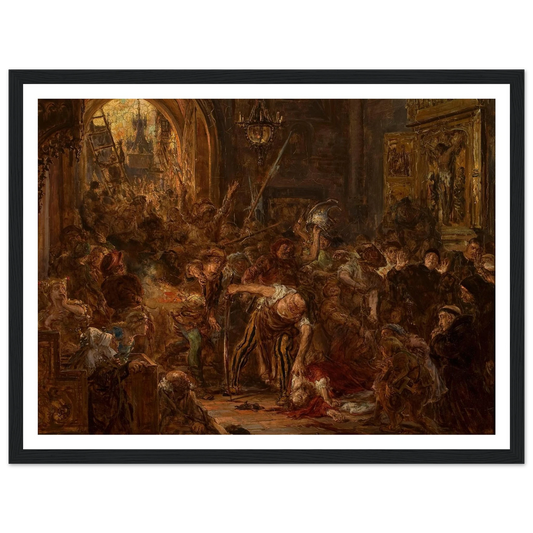 Death of Tęczyński in the Franciscan church (1879) Art Print | Jan Matejko - Framed Poster - 30x40 cm / 12x16″ - Black frame