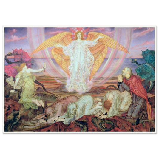 Death of the Dragon (circa 1914) Art Print | Evelyn de Morgan - Framed Poster - 30x40 cm / 12x16″ - Black frame