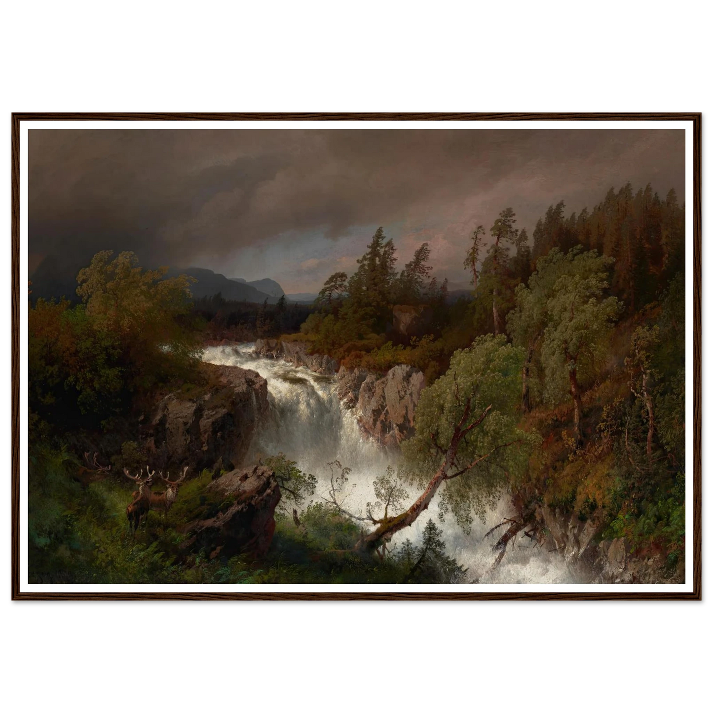 Waterfall in Telemarken Norway (1879) Art Print | Hermann Ottomar Herzog-Quipham Collections