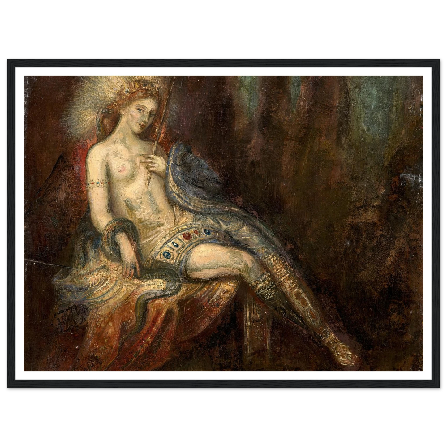 Déesse au rocher Art Print | Gustave Moreau - Framed Poster - 30x40 cm / 12x16″ - Black frame