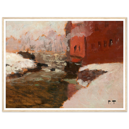 Den røde Fabrik (l’usine rouge) Art Print | Frits Thaulow - Framed Poster - 30x40 cm / 12x16″ - Black frame